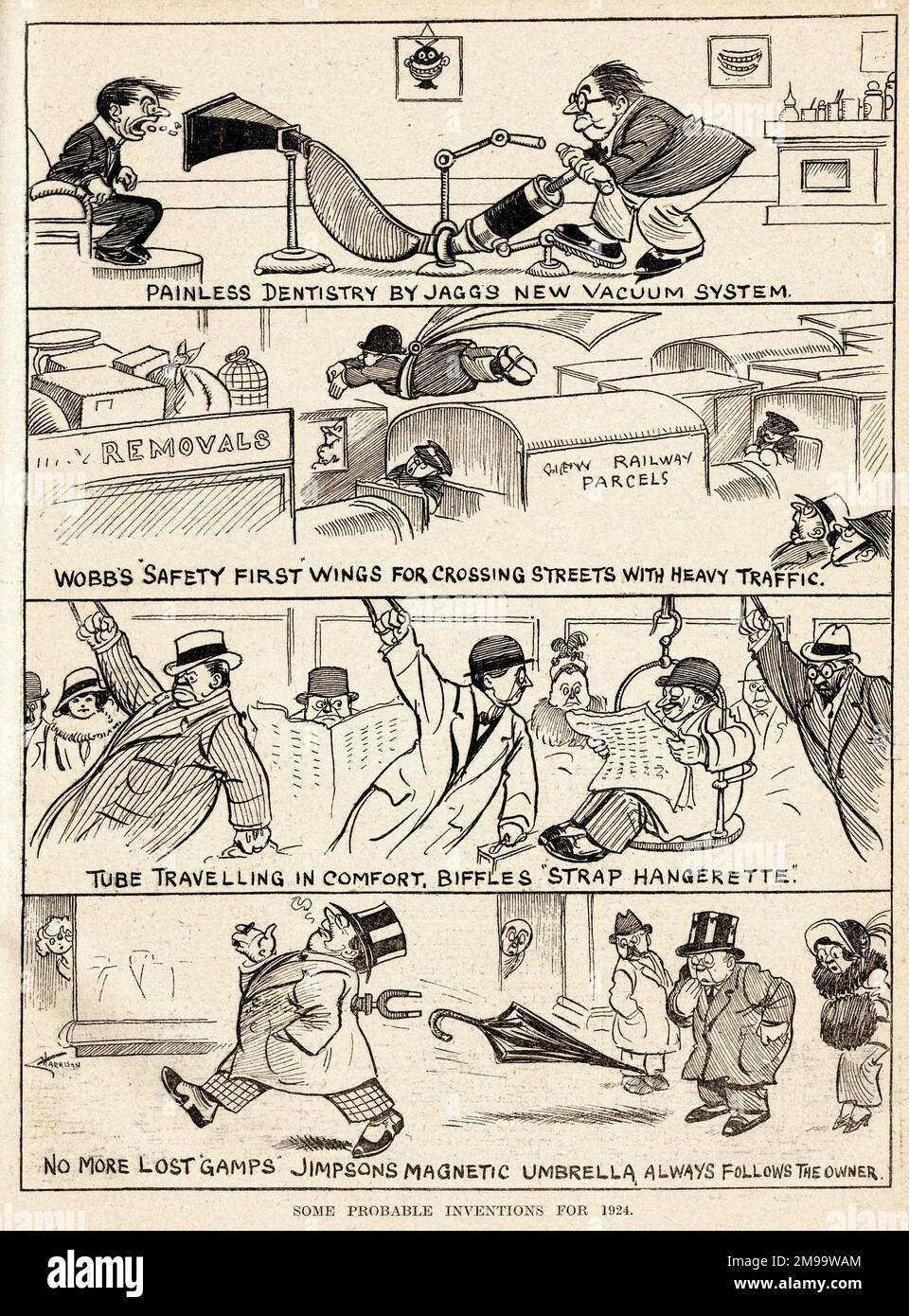 Cartoons, Some Probable Inventions for 1924. Stock Photo