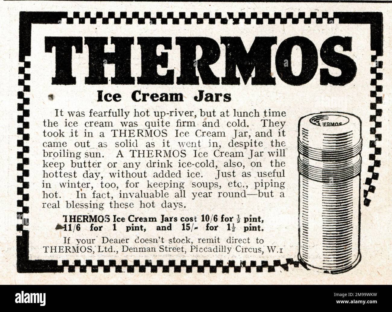 Advert, Thermos Ice Cream Jars Stock Photo Alamy