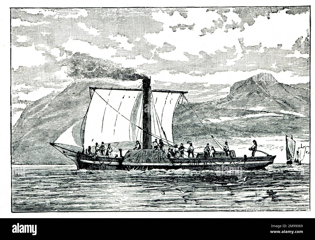 Henry Bell's first English steamboat, The Comet, built in 1812. Stock Photo