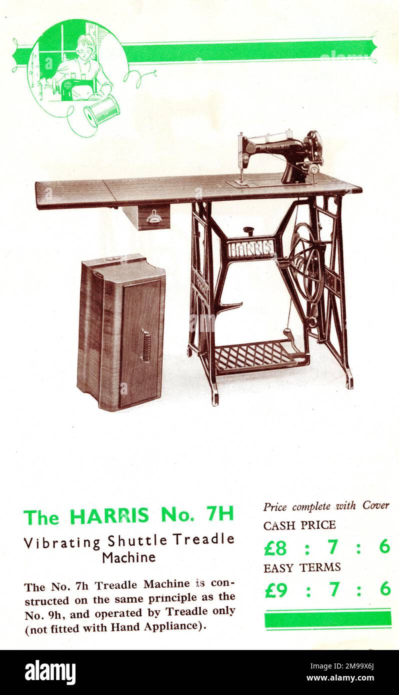 Harris Sewing Machine, Vibrating Shuttle Treadle, Model No.7H Stock