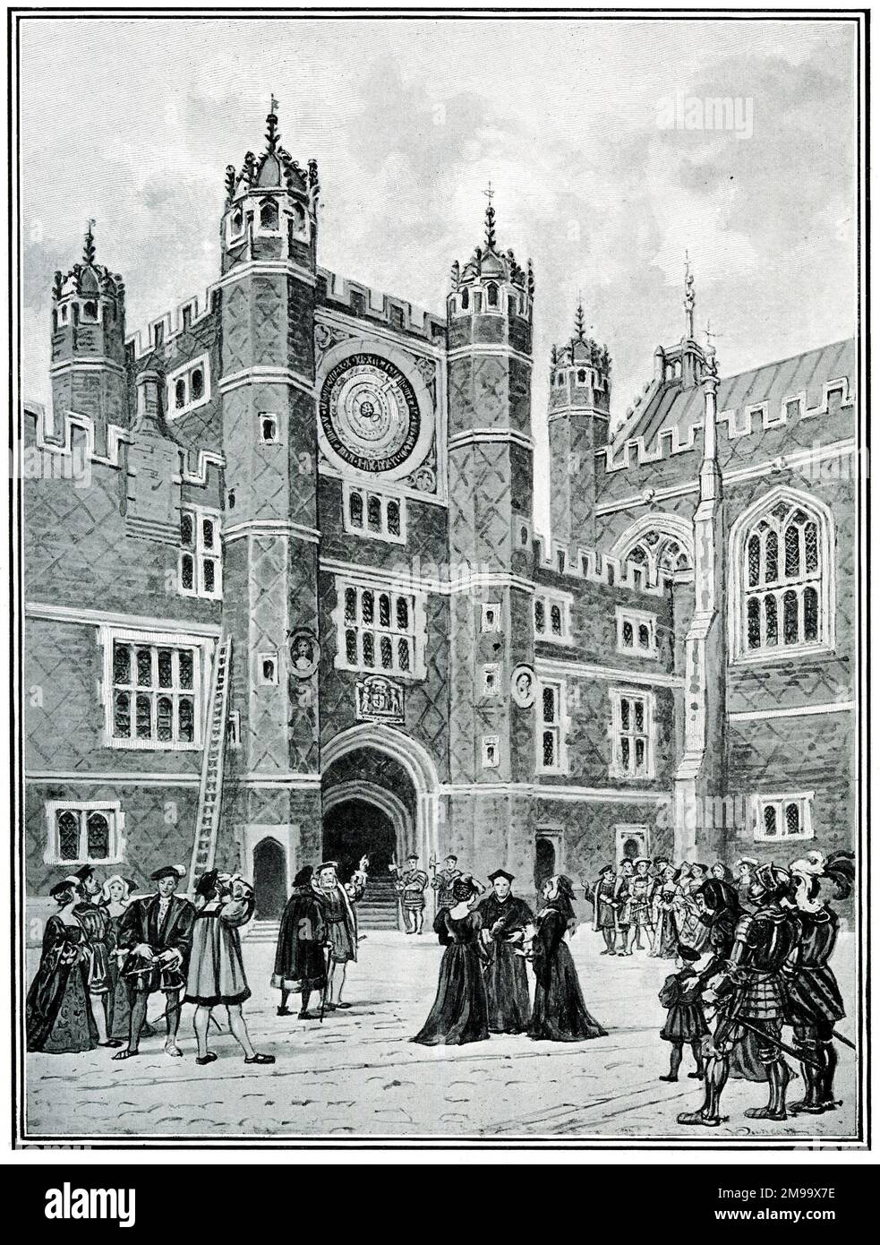 Henry VIII's New Clock, Hampton Court, 1540. Stock Photo