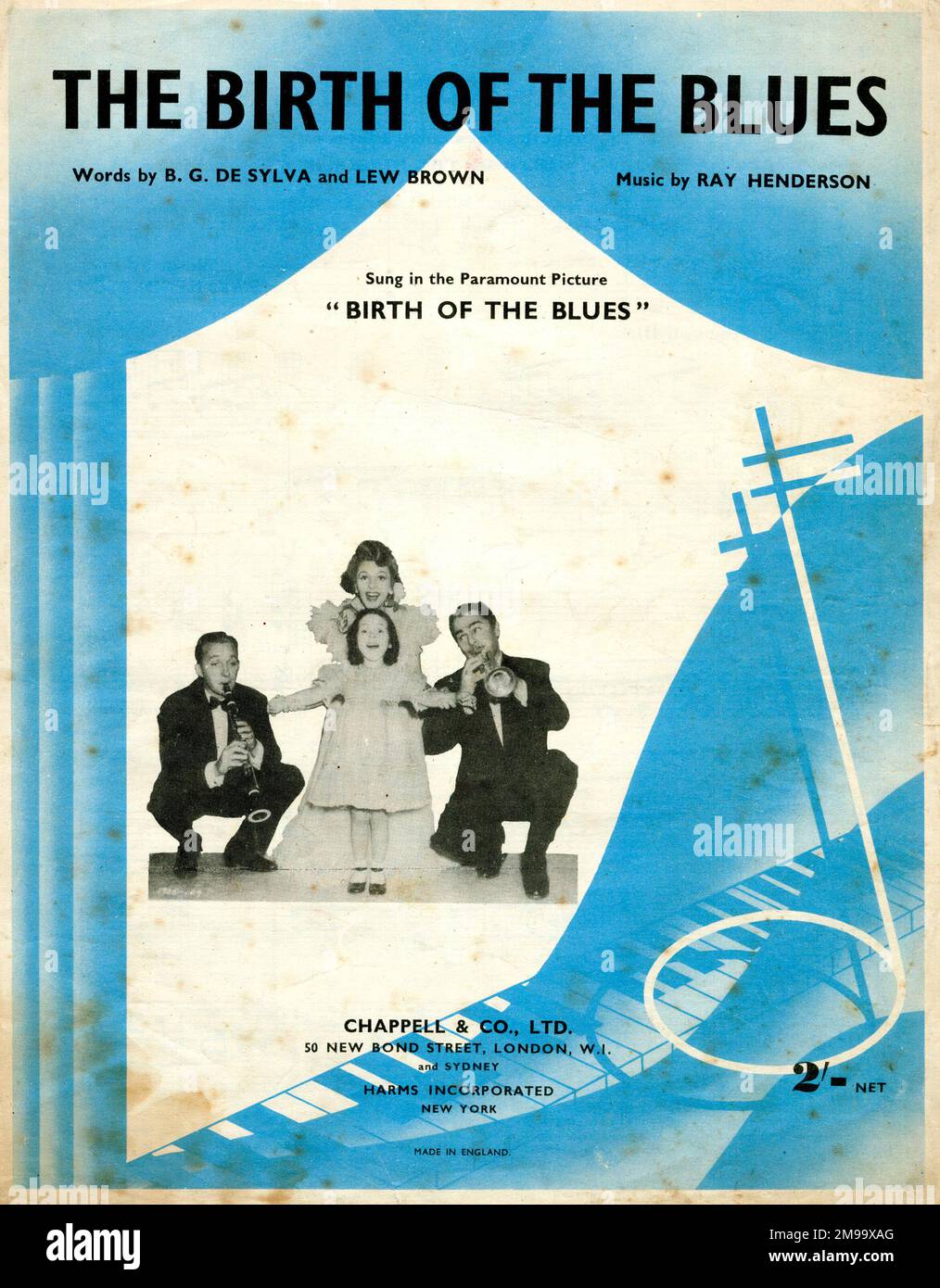 Music cover, The Birth of the Blues, words by B G De Sylva and Lew Brown, music by Ray Henderson. Stock Photo