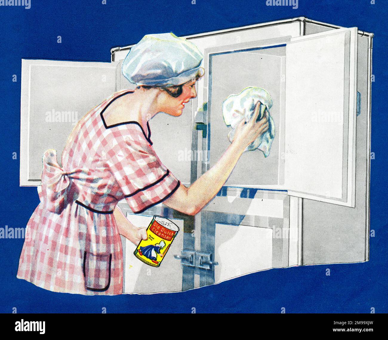 Advert, Old Dutch Cleaner -- woman cleaning in the kitchen. Stock Photo