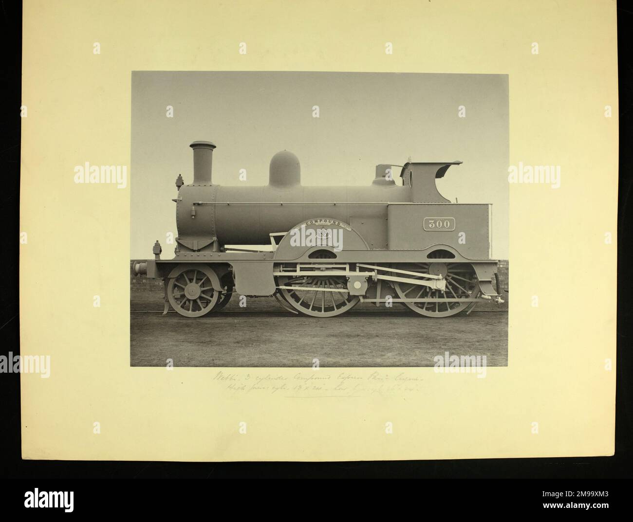 Photograph of Locomotive no 300 Webb's patent compound engine, side view. Stock Photo