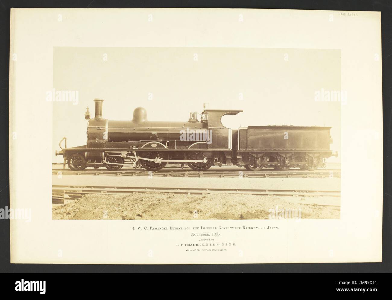 4 WC passenger engine by Richard Francis Trevithick. Side view. Stock Photo