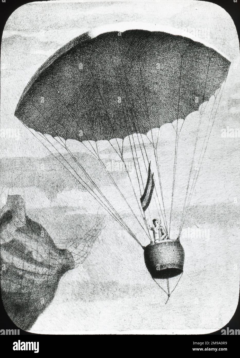 First human parachute descent by Garnerin, 1797 Stock Photo Alamy