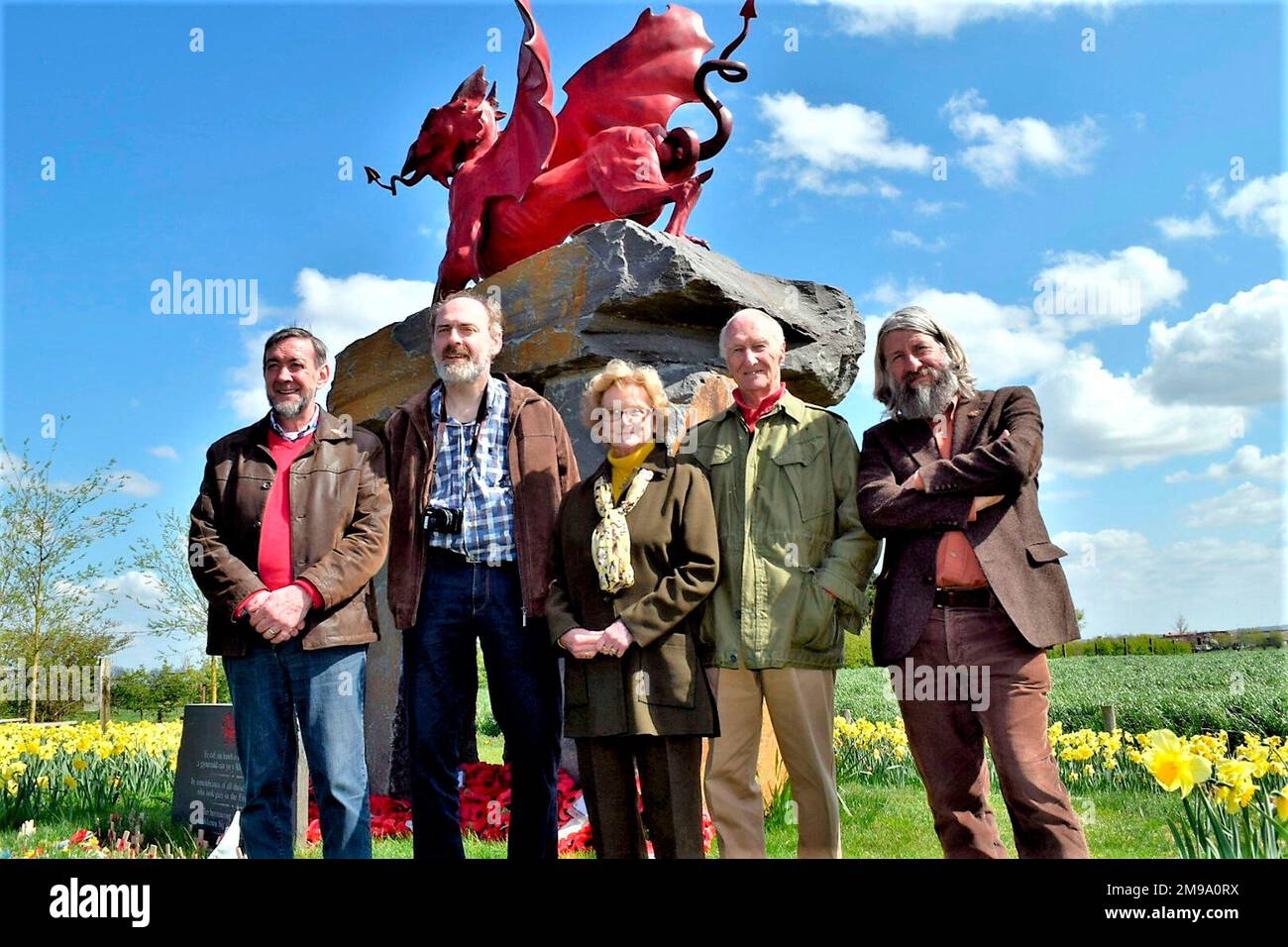 Instigators of the Welsh Dragon Memorial (behind), Iron Cross Stock Photo