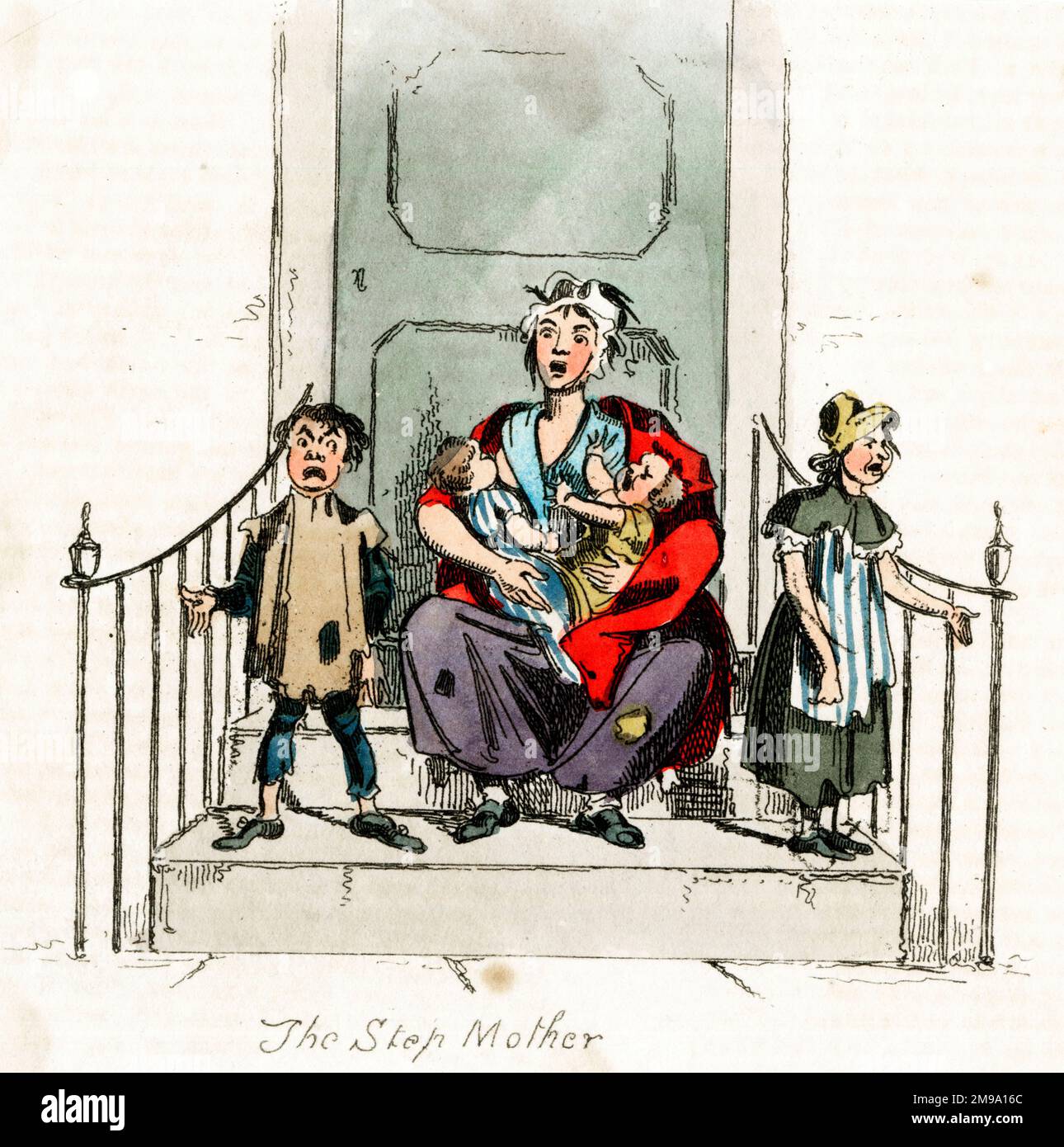 The Step Mother - 19th century comic cartoon Stock Photo