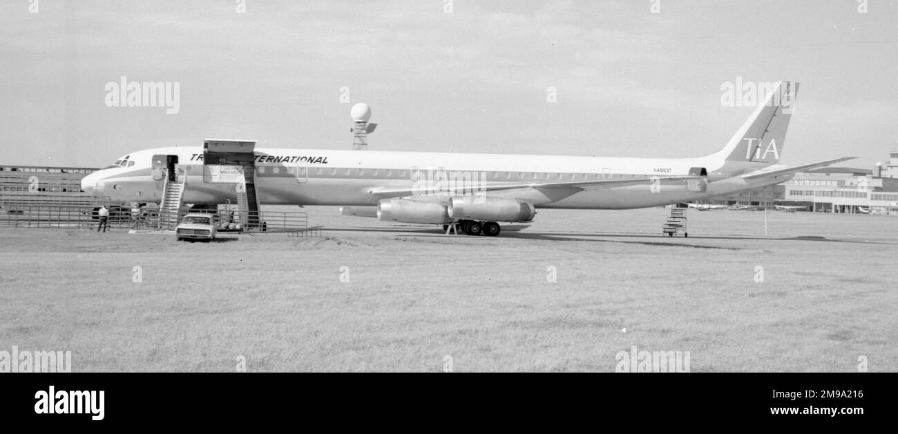 McDonnell Douglas DC-8-63F N4863T (msn 45951) of Trans International Airlines (registration cancelled 03-01-1972) Stock Photo