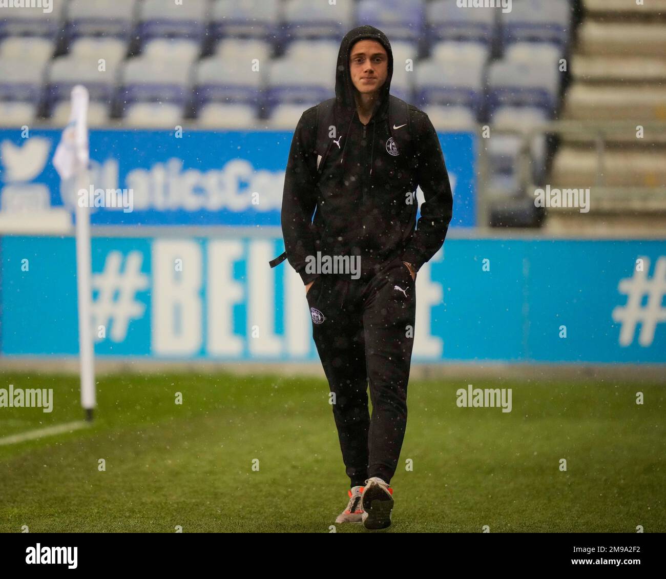 Thelo Aasgaard 30 of Wigan Athletic arrives at the stadium before the