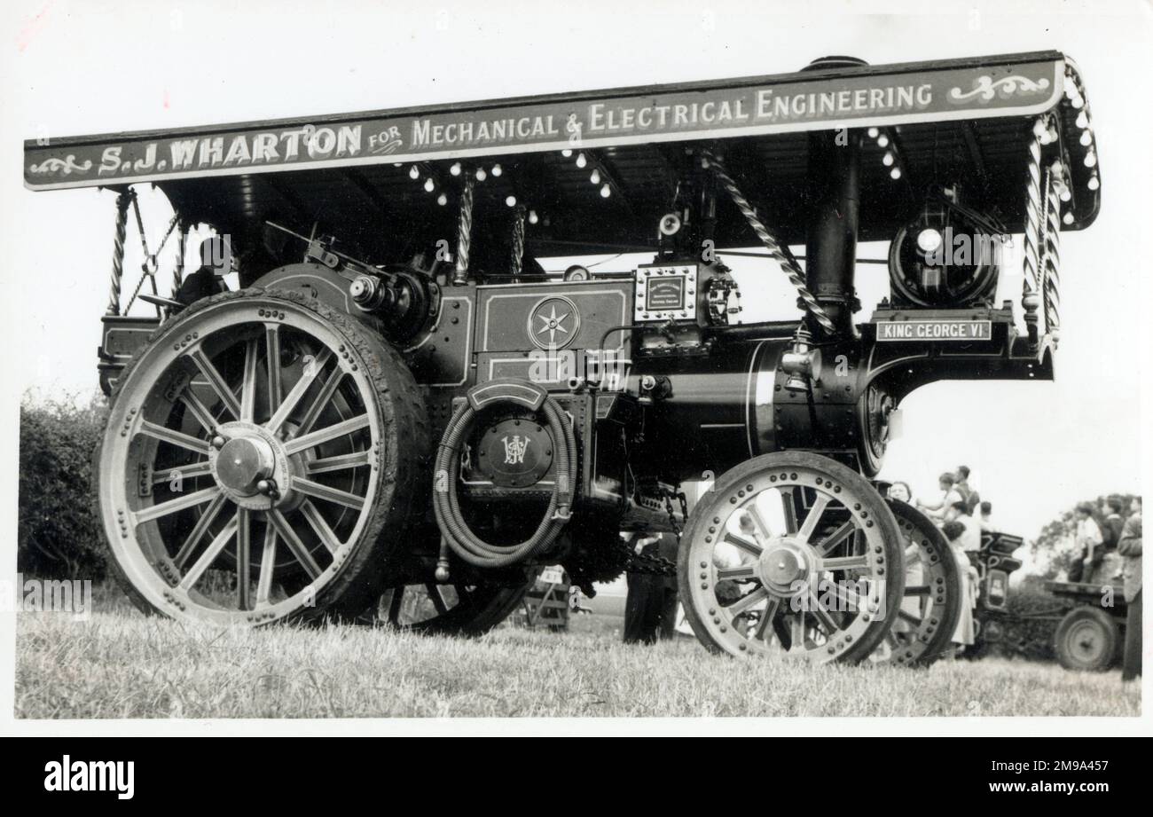 Steam Traction engine at a steam rally - Burrell Showmans Road Locomotive number 3489 King George VI regn. PB 9624, owned by S J Wharton. Stock Photo