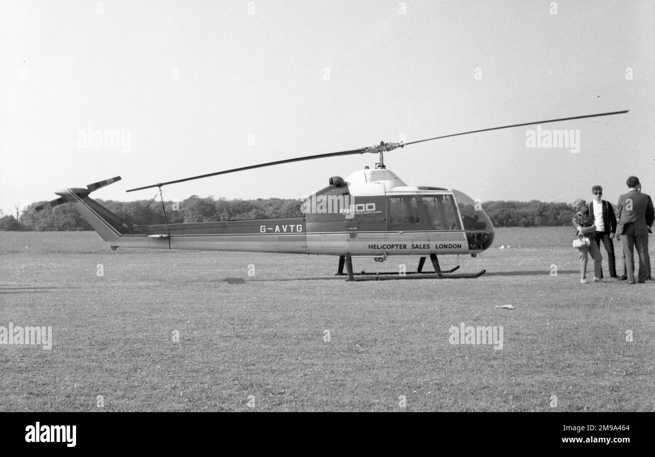 Fairchild-Hiller FH-1100 G-AVTG (msn 10) on a charter from Rent-a-Copter Ltd.at RAF Wethersfield. G-AVTG was permanently withdrawn from use on 23 February 1973. Stock Photo
