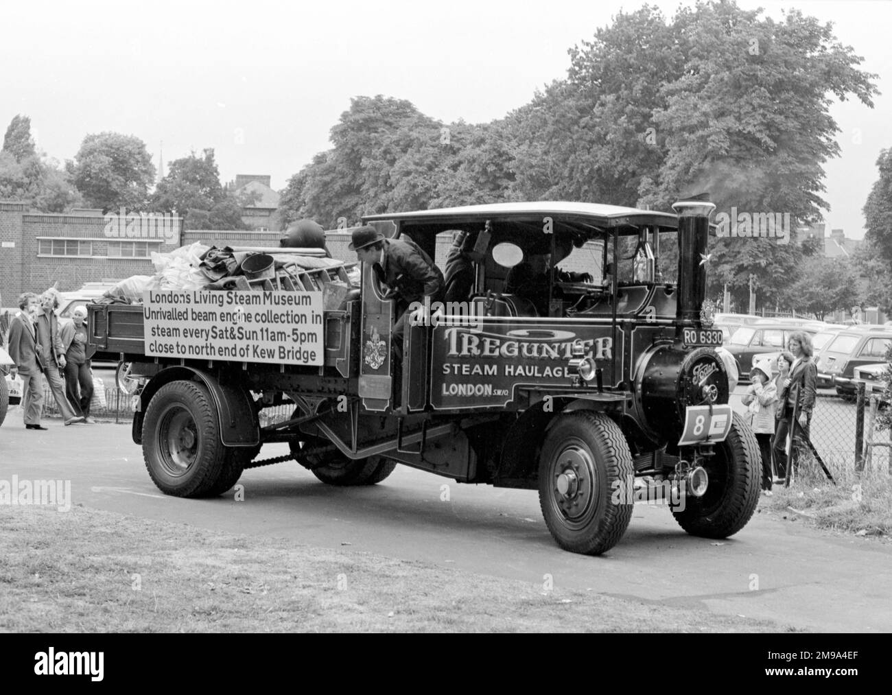 Foden Wagon, regn. RO6330, number 13488, at a steam rally in Lambeth. Built in 1929 by Edwin Foden, Sons and Co of Elworth Works, Sandbach, powered by a compound steam engine. Stock Photo