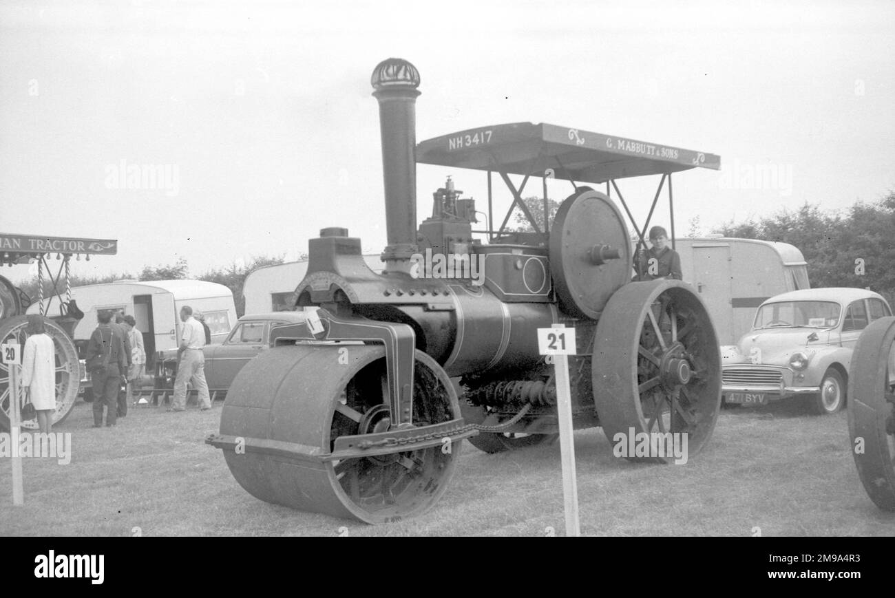 Allchin Road Roller, regn. NH 3417, number 1187. Built in 1901 by Wm. Allchin Ltd. At the in Globe Works, Northampton, powered by a 6 Nhp single-cylinder steam engine. Stock Photo