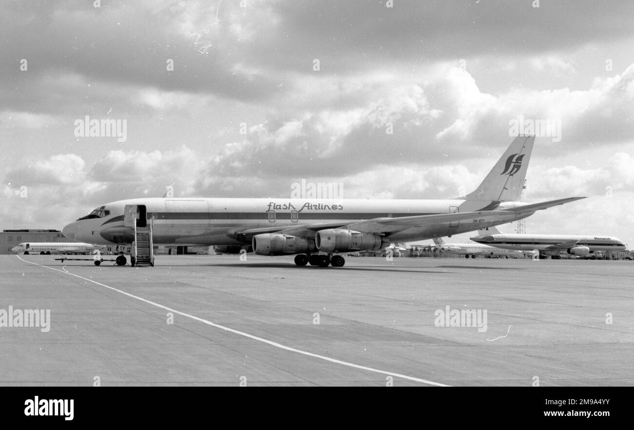 Douglas DC-8 5N-ATY of Flash Airlines. Stock Photo