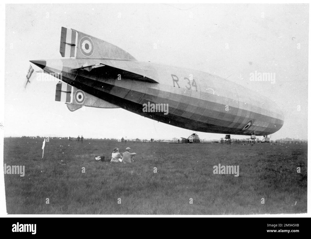 His Majestys Airship R34. Built by by William Beardmore and Company in Inchinnan, Renfrewshire, Scotland, R34 first flew on 14 March 1919 and later made the first East-West aerial crossing of the Atlantic Ocean. Success was short lived and R34 was damaged beyond repair in January 1921. Stock Photo