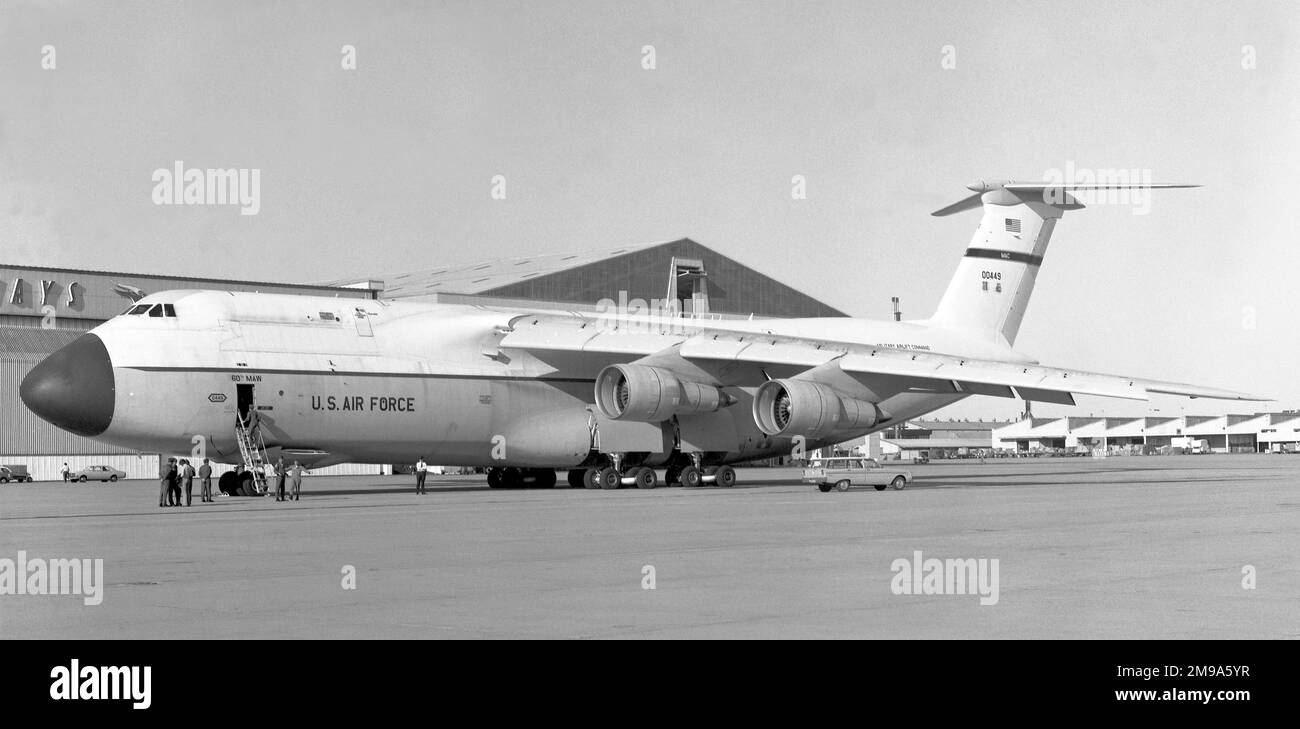 United States Air Force - Lockheed C-5A Galaxy 70-0449 of the 60th Military Airlift Wing of Military Airlift Command, from Travis Air Force Base. Stock Photo