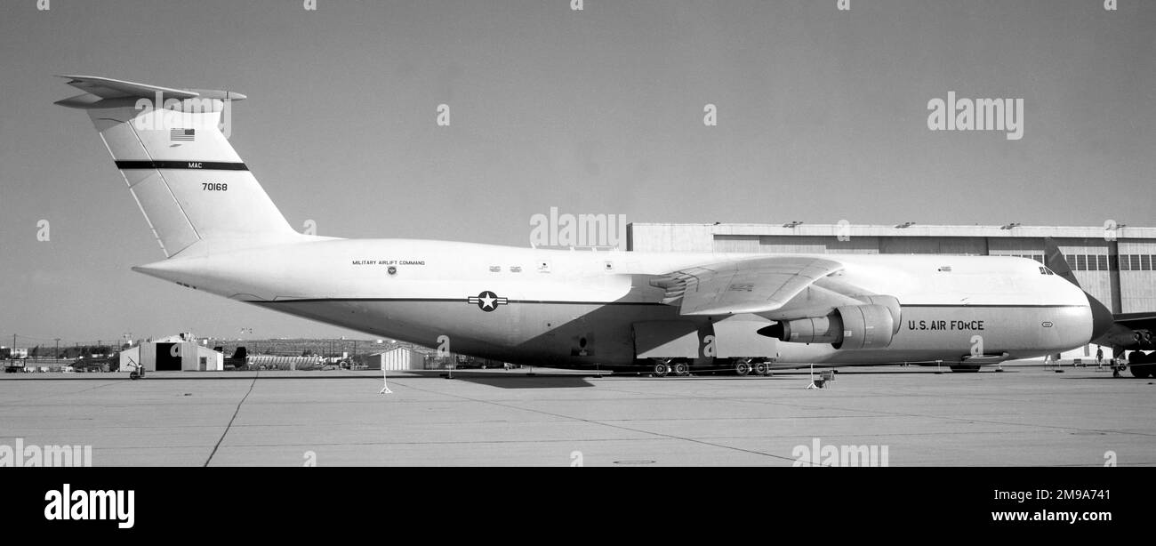 United States Air Force - Lockheed C-5A Galaxy 67-0168 (msn 500-0007), of Military Airlift Command at Edwards Air Force Base. Retired to AMARC on 3 November 2004 and scrapped in Nov 2012. Stock Photo