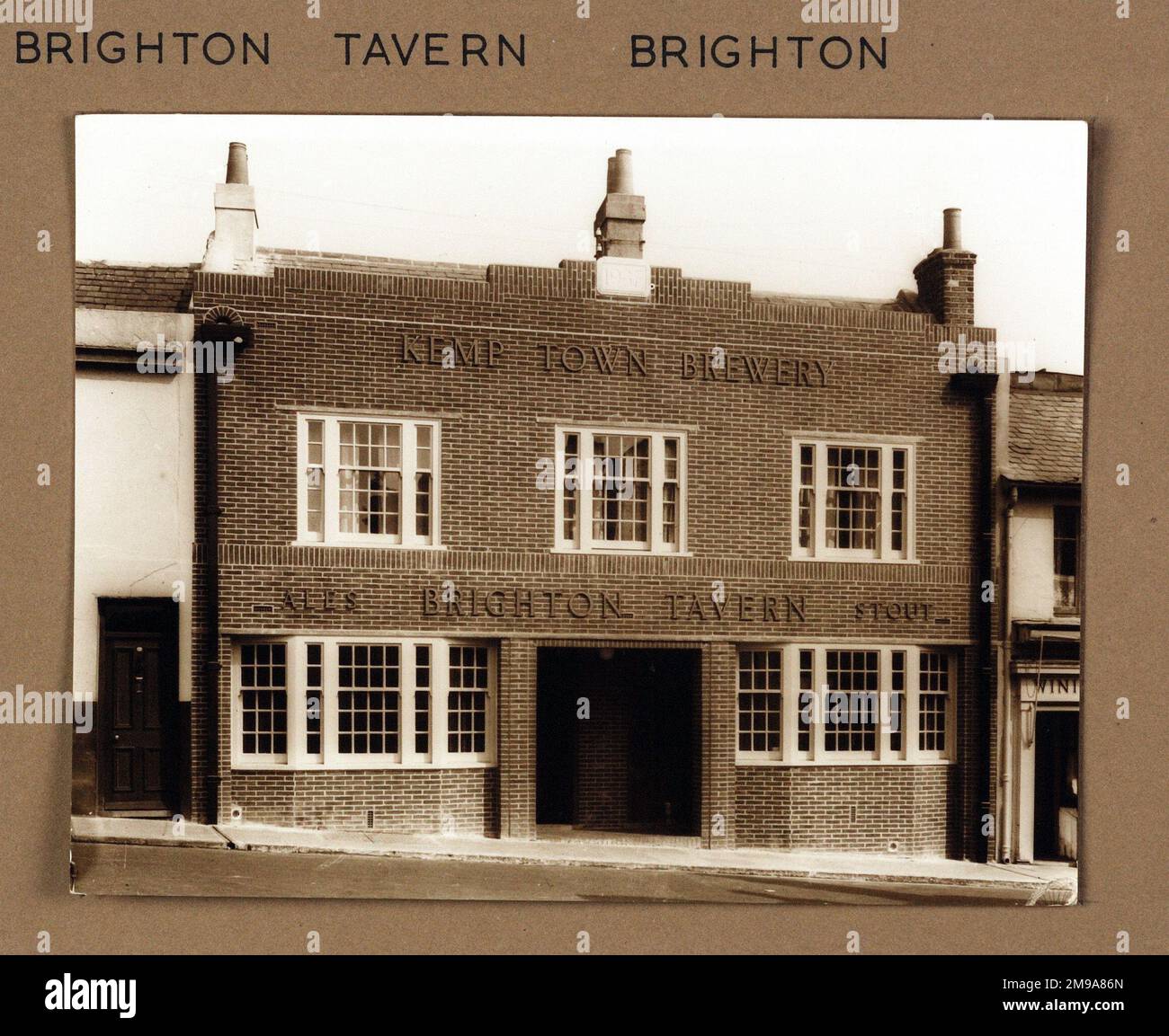 Photograph of Brighton Tavern , Brighton, Sussex. The main side of the print (shown here) depicts: Face on view of the pub.  The back of the print (available on request) details: Nothing for the Brighton Tavern, Brighton, Sussex BN1 4AP. As of July 2018 . Punch Taverns Stock Photo