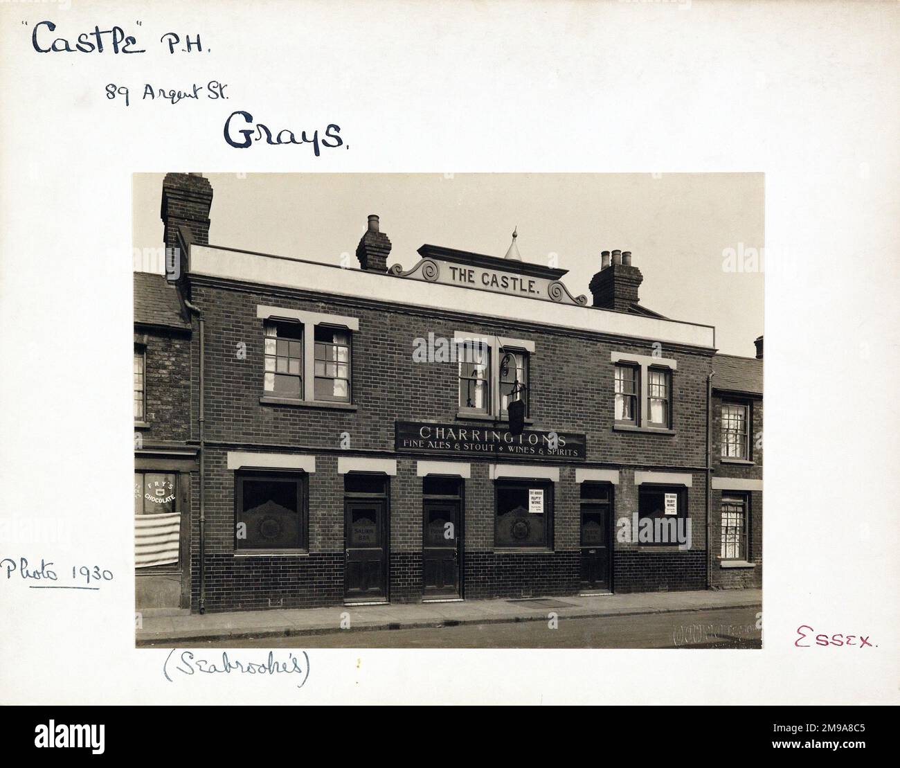 Photograph of Castle PH, Grays, Essex. The main side of the print (shown here) depicts Face on
