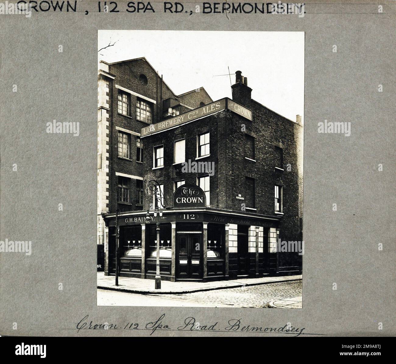 Photograph of Crown PH, Bermondsey, London. The main side of the print
