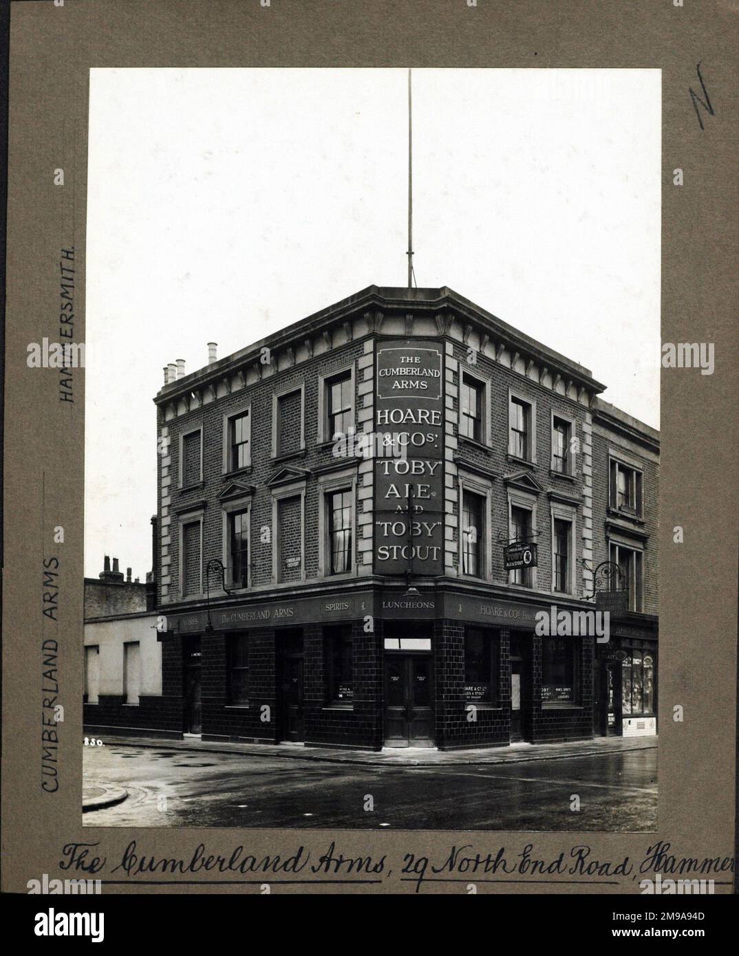 Photograph of Cumberland Arms, Hammersmith, London. The main side of
