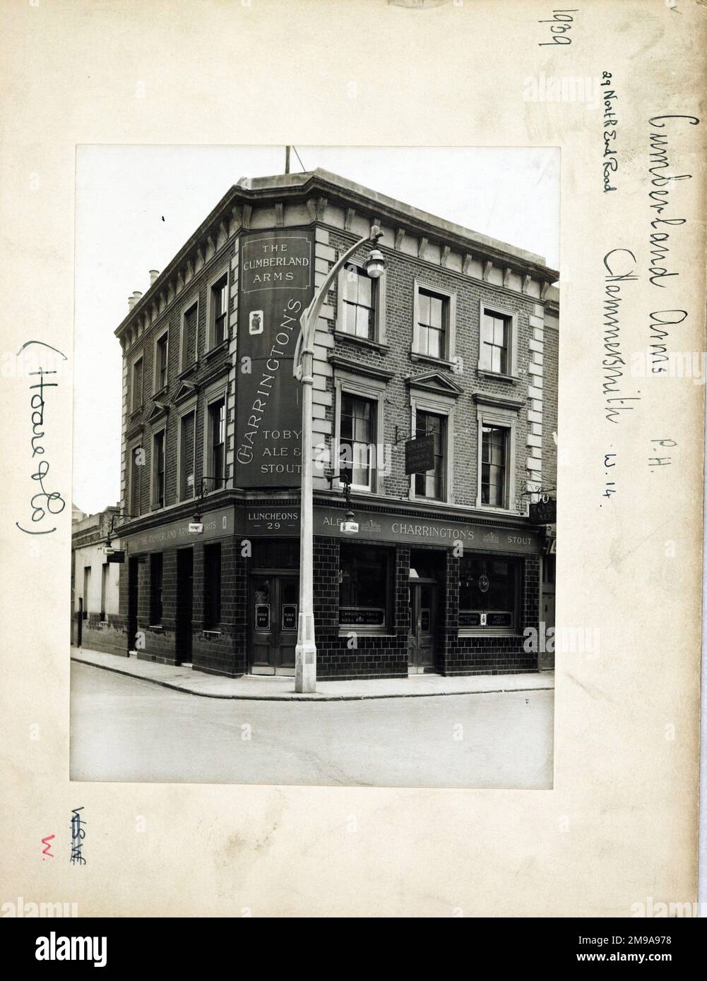 Photograph of Cumberland Arms, Hammersmith, London. The main side of