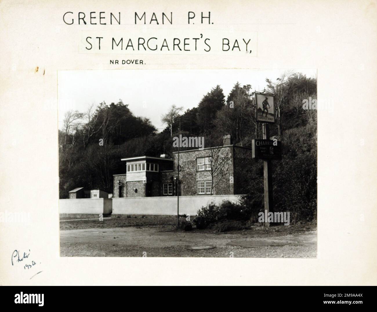 Photograph of Green Man PH, St Margarets Bay, Kent. The main side of the print (shown here) depicts: Right face on view of the pub.  The back of the print (available on request) details: Trading Record 1954 . 1963 for the Green Man, St Margarets Bay, Kent CT15 6DY. As of July 2018 . Now 'The Coastguard', Shepherd Neame Stock Photo