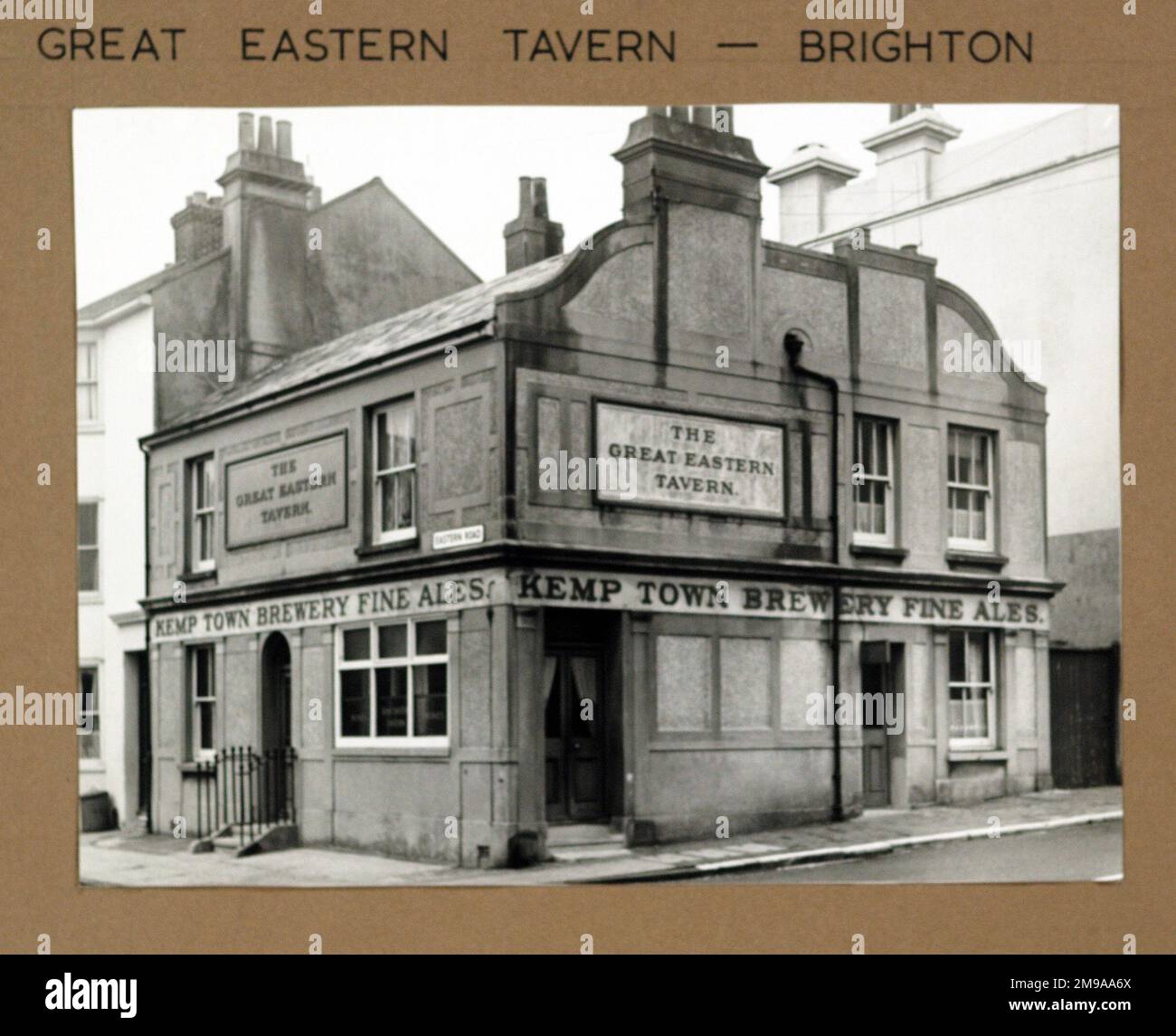 Photograph of Great Eastern Tavern , Brighton, Sussex. The main side of the print (shown here) depicts: Corner on view of the pub.  The back of the print (available on request) details: Nothing for the Great Eastern Tavern, Brighton, Sussex BN2 1JQ. As of July 2018 . Demolished Stock Photo