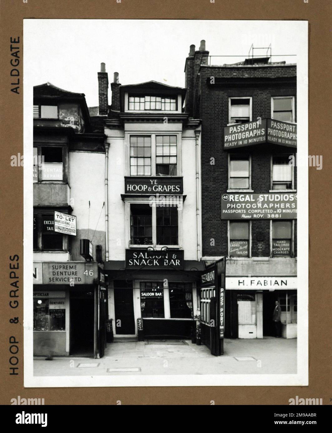 Photograph of Hoop & Grapes PH, Aldgate, London. The main side of the