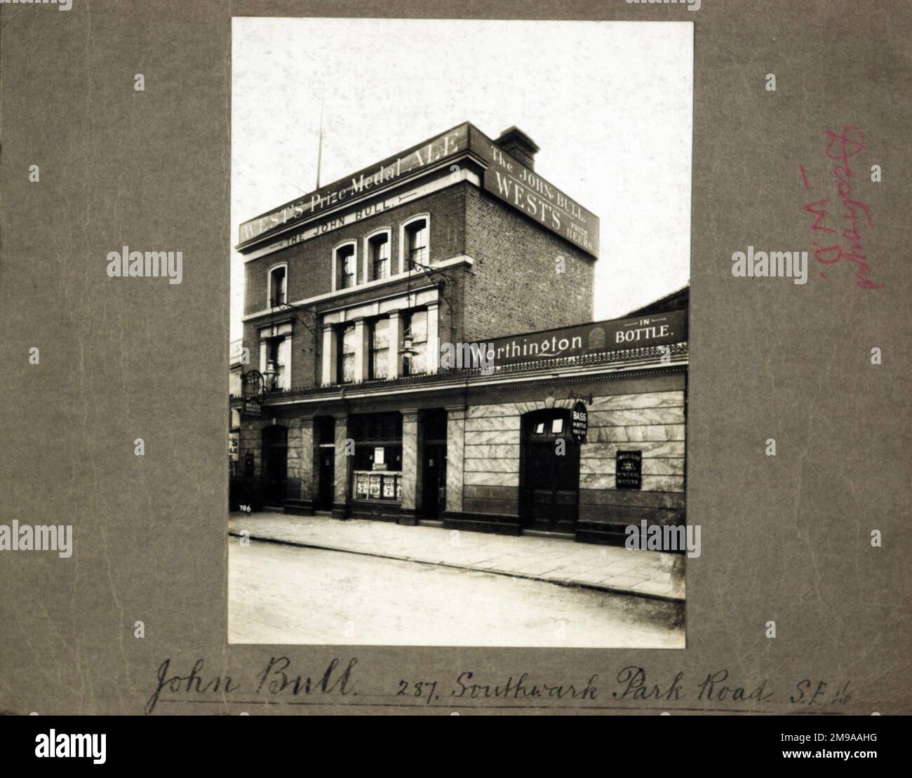 Photograph of John Bull PH, Southwark, London. The main side of the