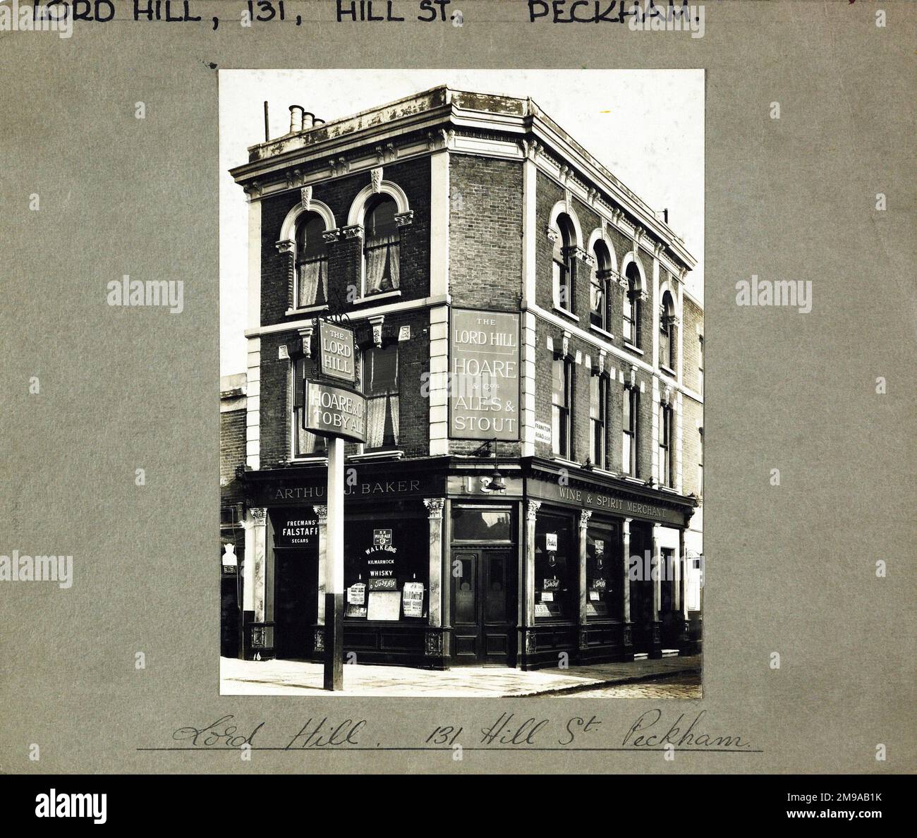 Photograph of Lord Hill PH, Peckham, London. The main side of the print (shown here) depicts: Corner on view of the pub.  The back of the print (available on request) details: Nothing for the Lord Hill, Peckham, London SE15 5UE. As of July 2018 . Closed and demolished Stock Photo