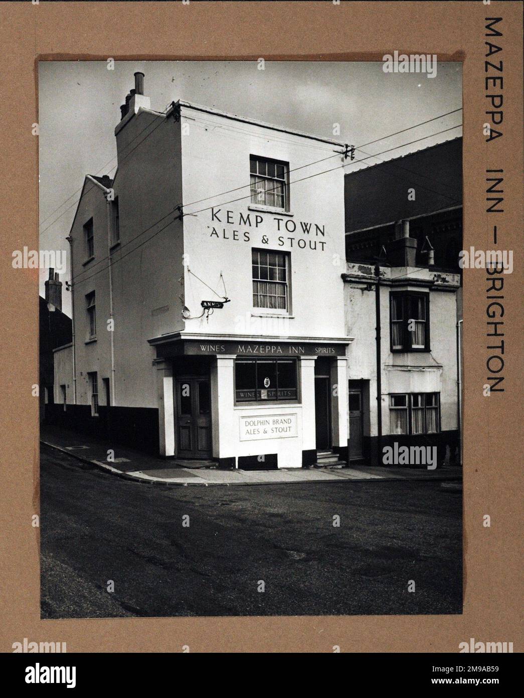Photograph of Mazeppa Inn, Brighton, Sussex. The main side of the print (shown here) depicts: Left Face on view of the pub.  The back of the print (available on request) details: Nothing for the Mazeppa Inn, Brighton, Sussex BN1 4GP. As of July 2018 . Demolished Stock Photo