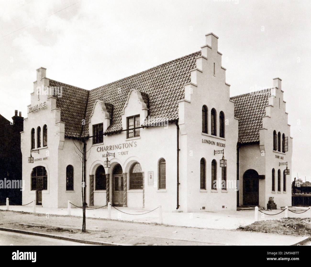 Photograph of Plough PH, West Sutton, Surrey. The main side of the print (shown here) depicts: Corner on view of the pub.  The back of the print (available on request) details: Nothing for the Plough, West Sutton, Surrey SM1 2EZ. As of July 2018 . Enterprise Inns Stock Photo