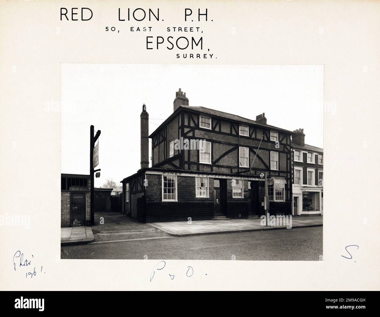 Photograph of Red Lion PH, Epsom, Surrey. The main side of the print