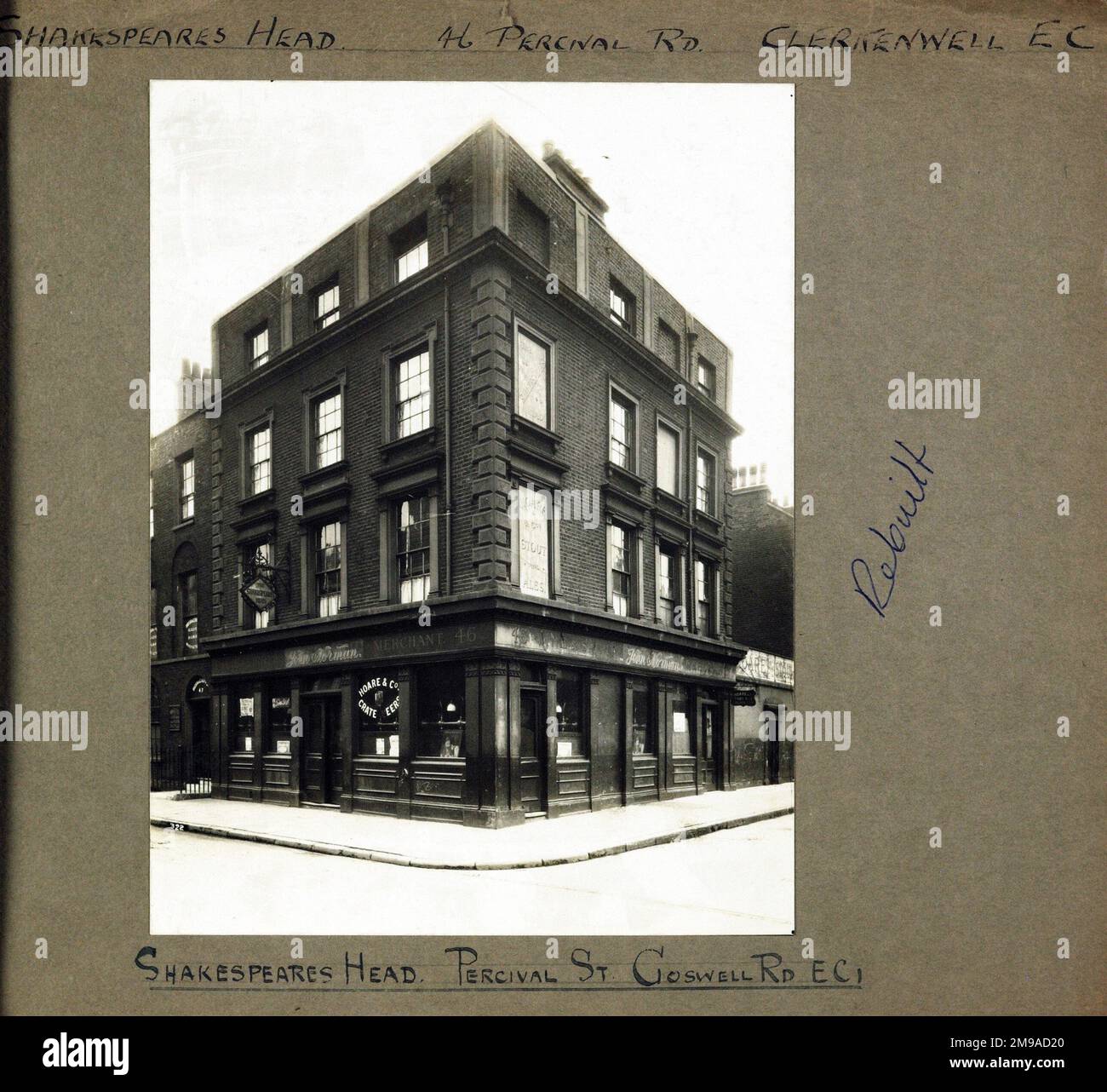 Shakespeares Head PH, Clerkenwell (Old), London. The main side of the