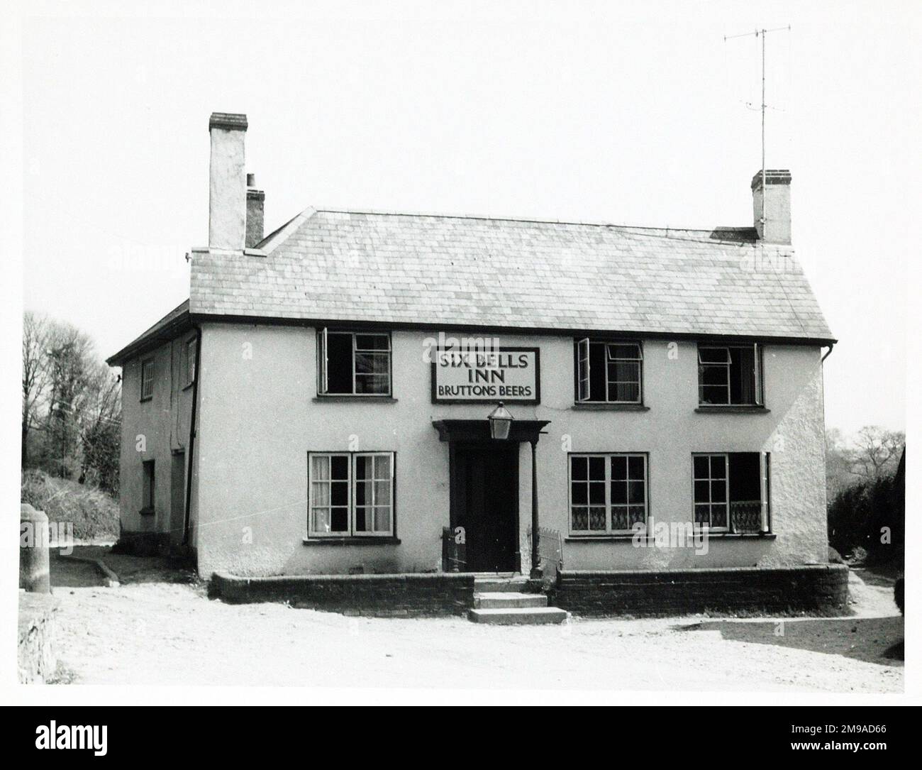 Photograph of Six Bells PH, Honiton, Devon. The main side of the print (shown here) depicts: Face on view of the pub.  The back of the print (available on request) details: Publican ID for the Six Bells, Honiton, Devon EX14 3HR. As of July 2018 . Free House Stock Photo