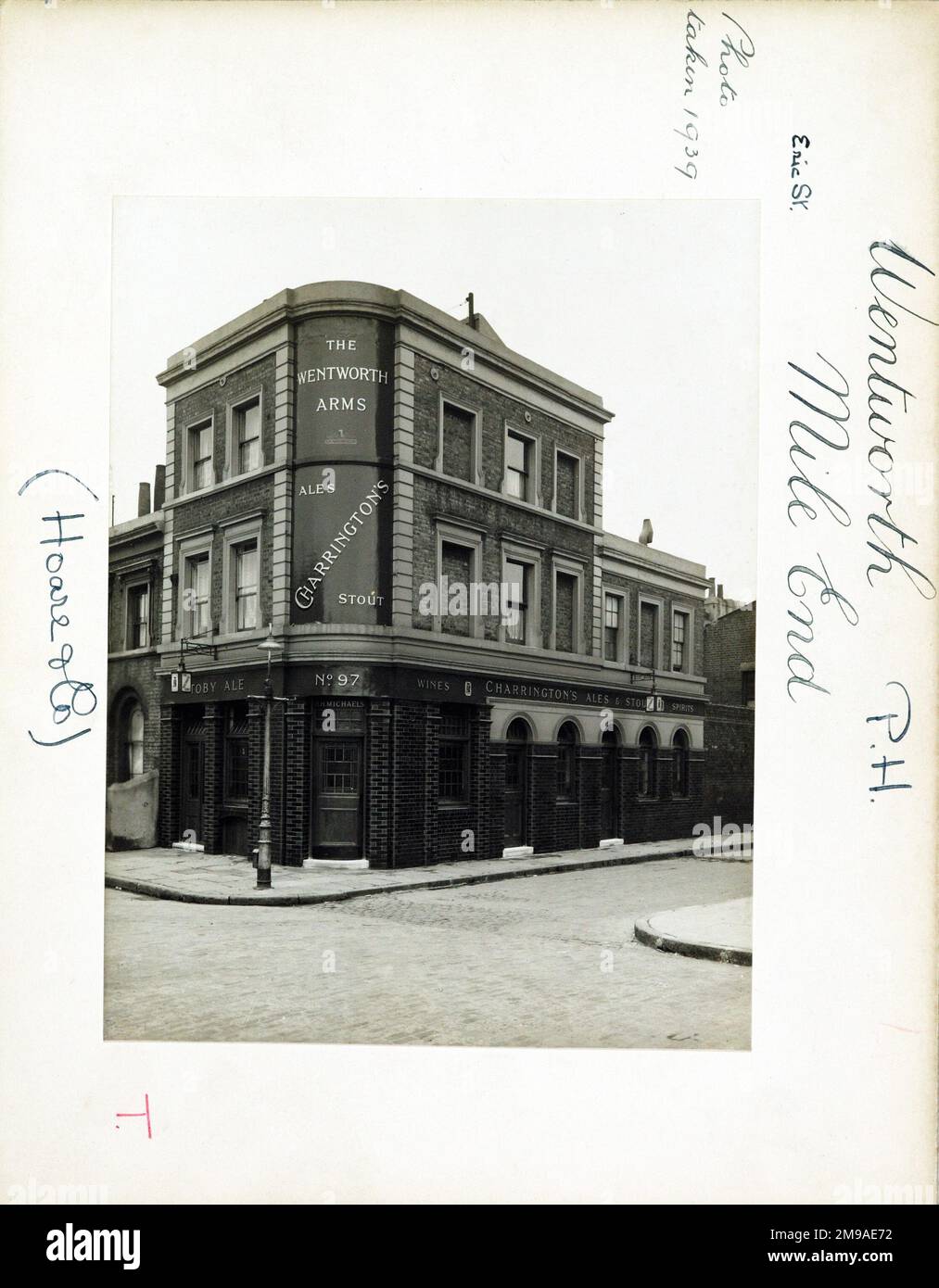 Photograph of Wentworth Arms, Mile End, London. The main side of the
