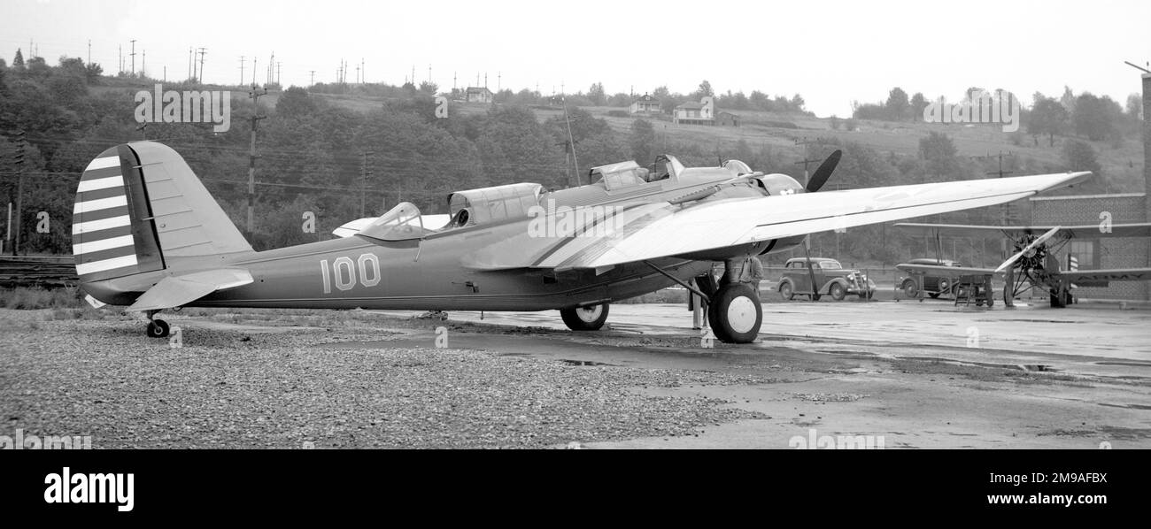 United States Army Air Corps - Martin B-10B 34-100 (msn 631), 34-100 was damaged when it crashed on landing at Rhinelander, WI on 1 June 1939. Stock Photo