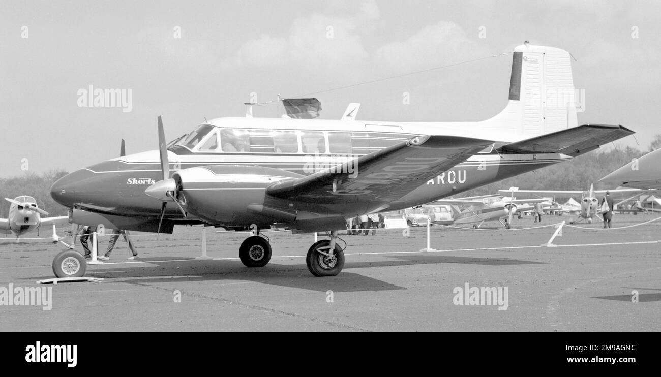 Beechcraft A65 QueenAir G-AROU (msn LC-114) of Shorts, at the 1963 Biggin Hil International Air Fair. Stock Photo