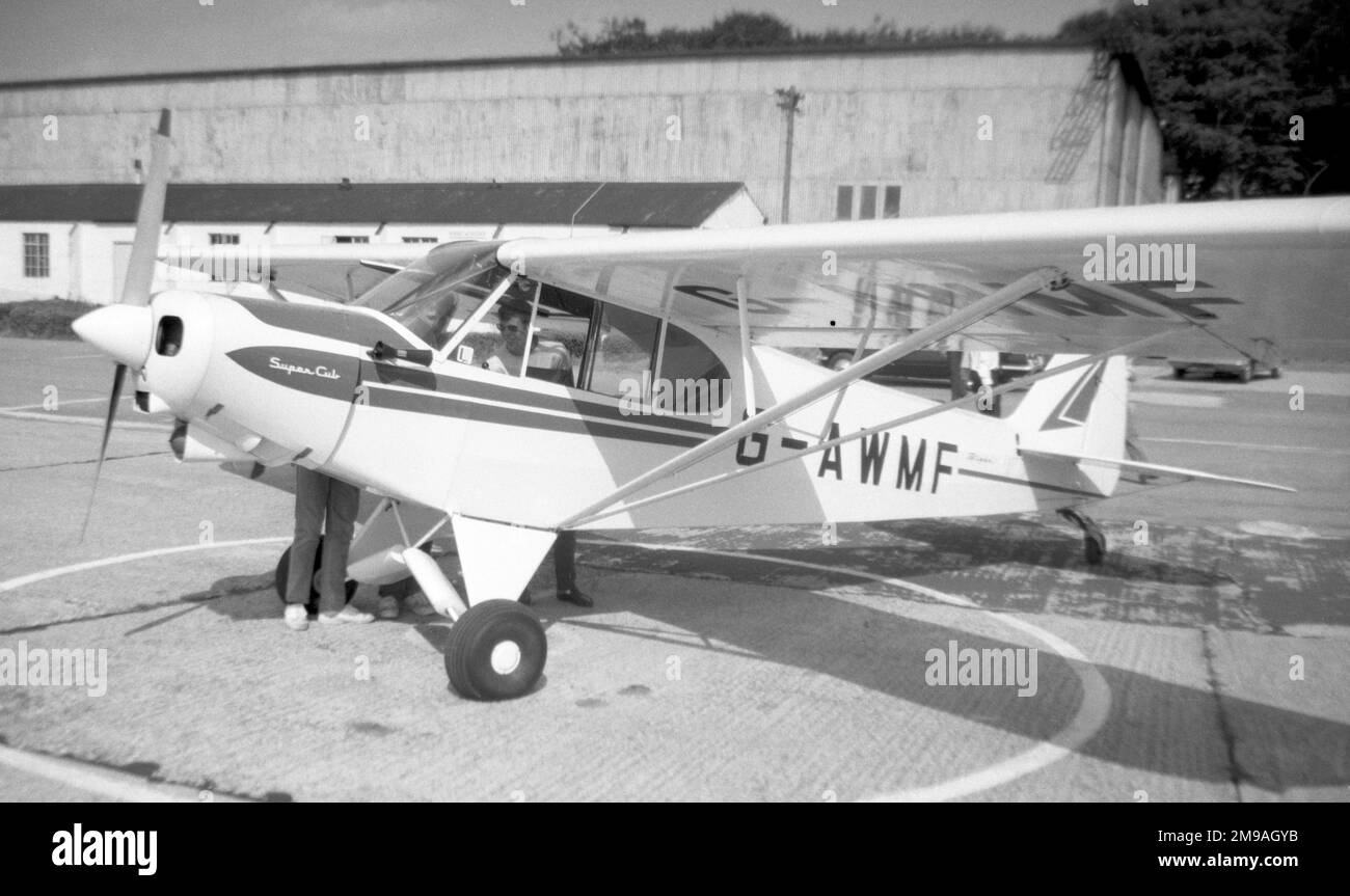 Piper PA-18-150 Super Cub G-AWMP (msn 18-8674) at Wycombe Air Park, Booker. Stock Photo