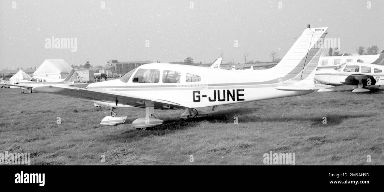 Piper PA-28-161 Cherokee Warrior II G-JUNE, of Allen Technical Services Ltd. Crashed at some time after this photo. Stock Photo