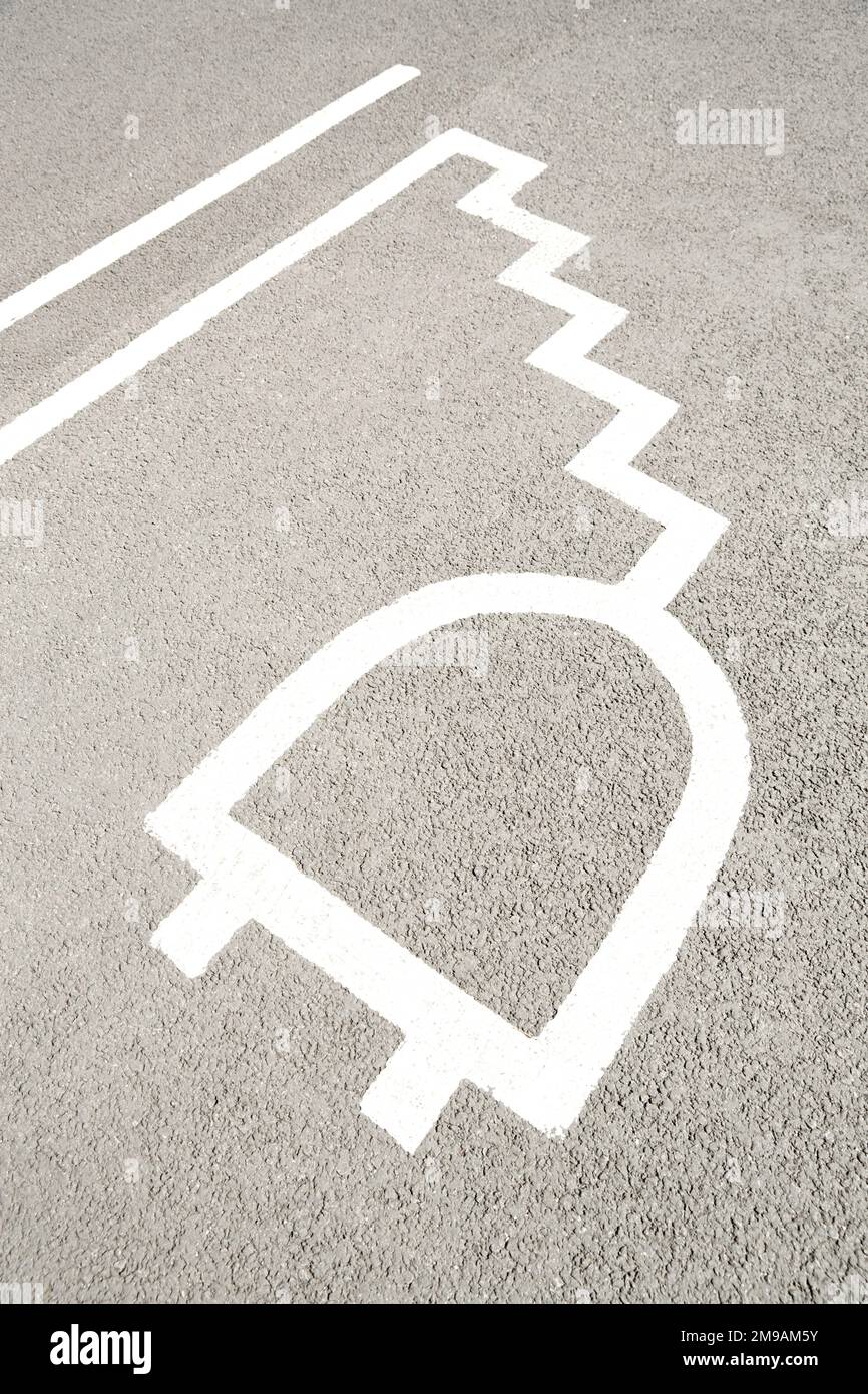 Road Marking For Electric Car Charging Point In Car Park Stock Photo ...