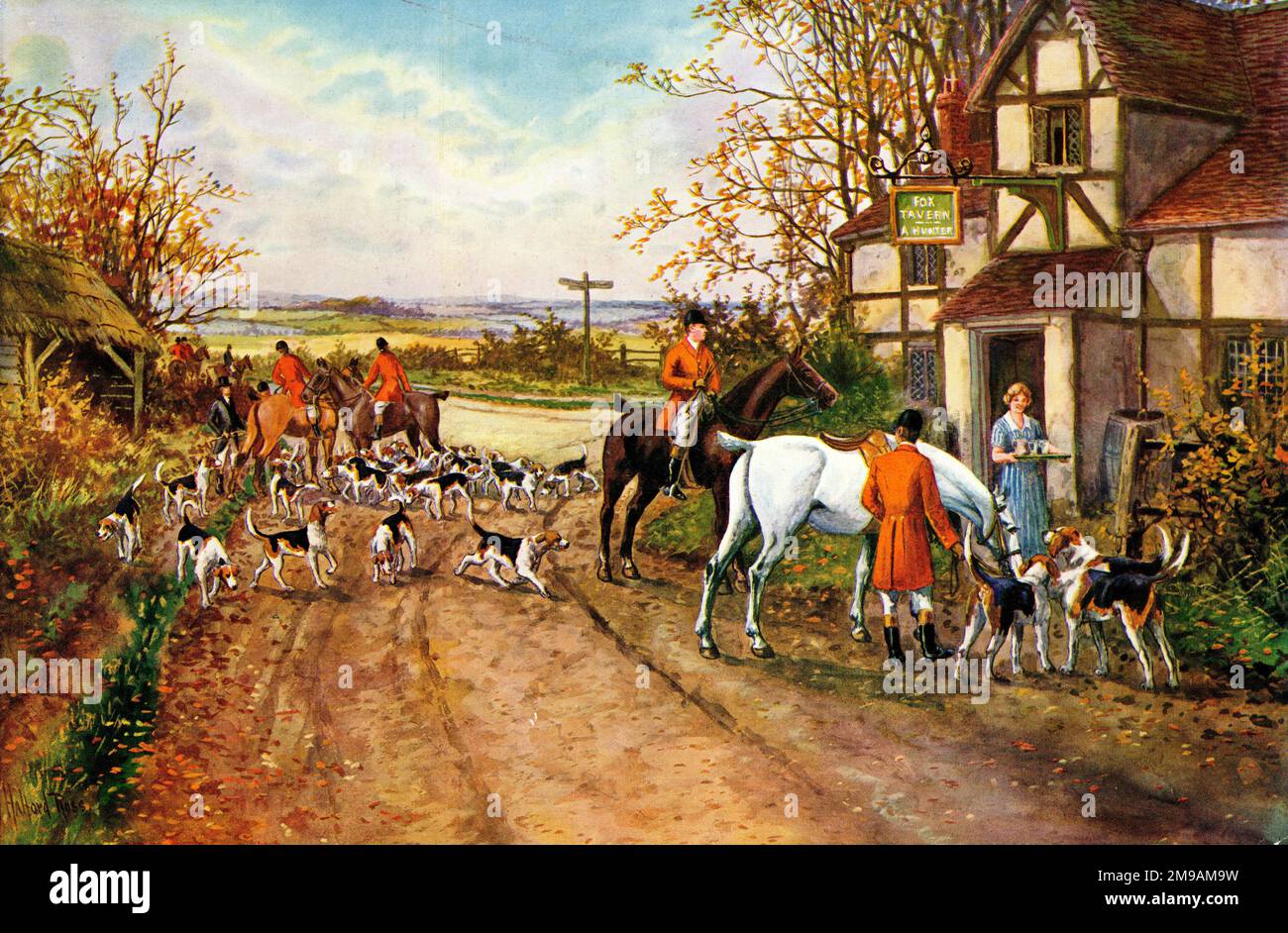 Fox Hunting - the Meet at the Crossroads Stock Photo