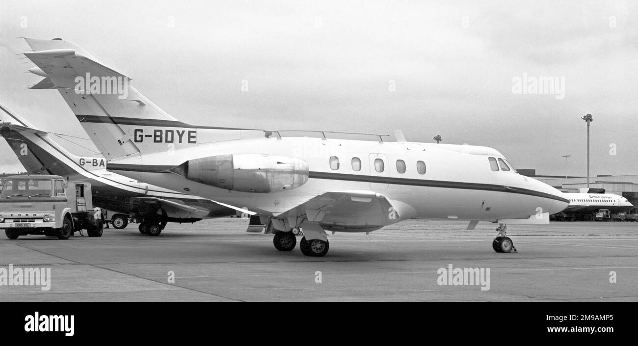 Hawker-Siddeley HS-125-1A/522 G-BDYE (msn 25080), of McAlpine Aviation Ltd.. Stock Photo