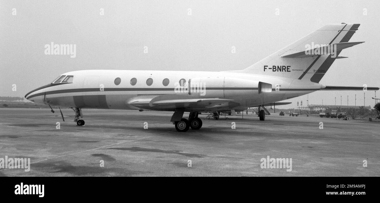 Dassault Falcon 20B-5 F-BNRE (msn 53), of Dassault Aviation, operated for the Air France pilot training programme, sometime between 9 November 1966 to 2 June 1969, somewhere in Africa. Stock Photo
