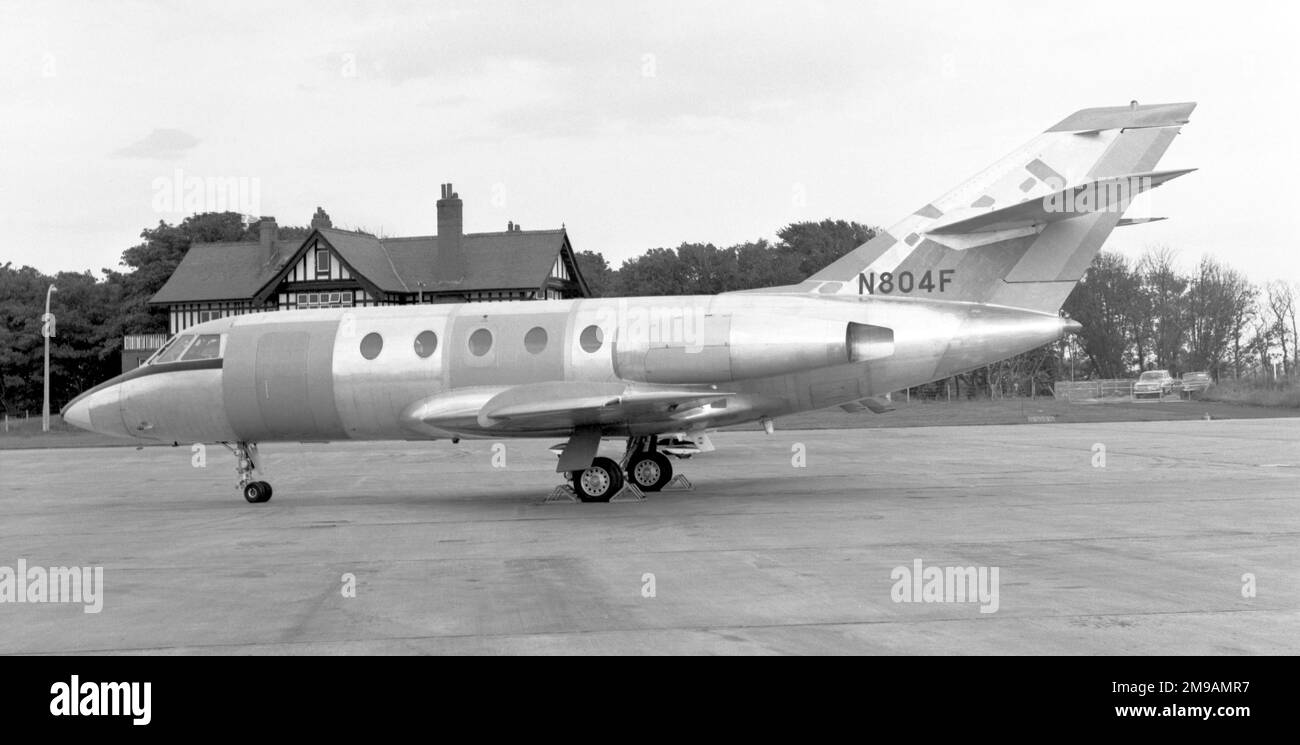 Dassault Falcon 20C N804F (msn 5, probably), of Pan American World Airways, somewhere in the UK, during delivery to the US. This registration was used on at least 4 Falcon 20s for delivery to the USA, in 1965 and 1966. I have chosen the most likely, based on the foliage on the trees and hence the likely time period of August 1965. Falcon 20C msn 5 â€“ August 1965 Falcon 20C msn 14 â€“ November 1965 Falcon 20C msn 30 â€“ April 1966 Falcon 20DC msn 50 â€“ August 1966 (unlikely to be this one as there is no cargo door) Stock Photo