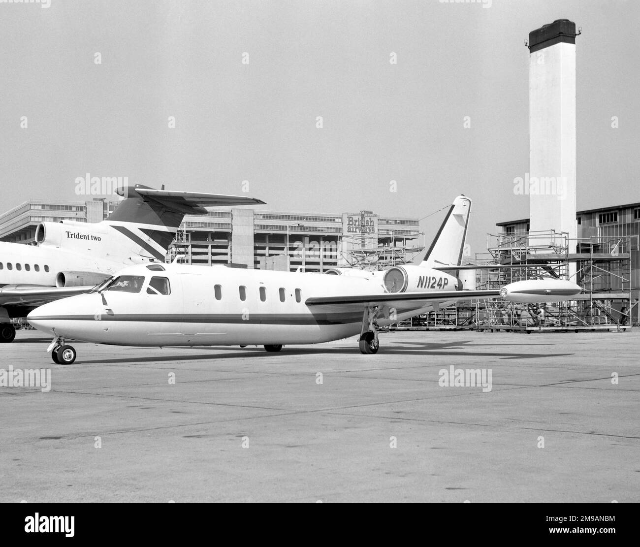 Israeli Aircraft Industries IAI-1124 Westwind N1124P, of Purolator Courier, at London Heathrow Airport. Stock Photo