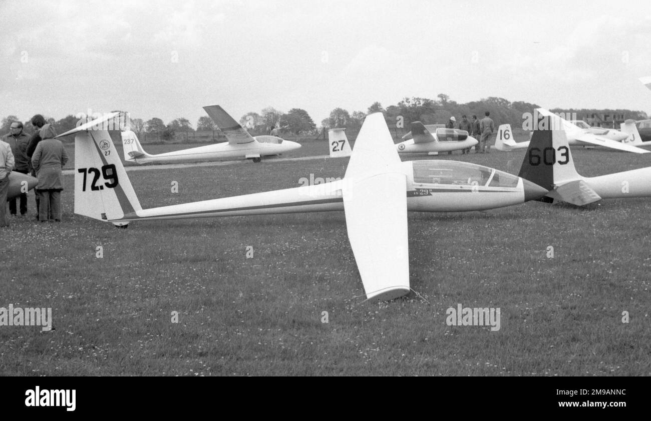 ICA-Brasov IS-29D-2 '729', owned and flown by Stu Hoy at a regional gliding competition in the 1980s. Stock Photo
