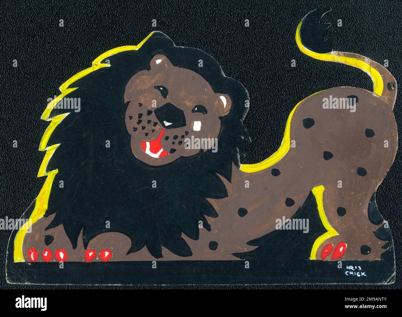 Original Artwork - The Lion in Noah's Ark with black spots - Christmas design. Stock Photo